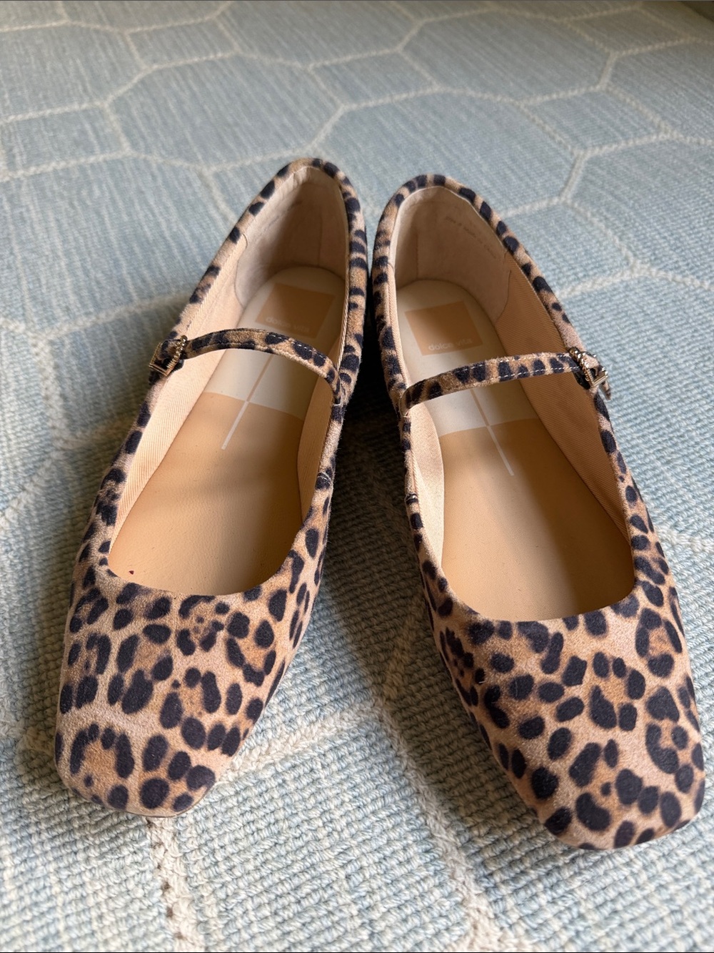 Dolce Vita Leopard Print Mary Jane Flats - Tan and Black
